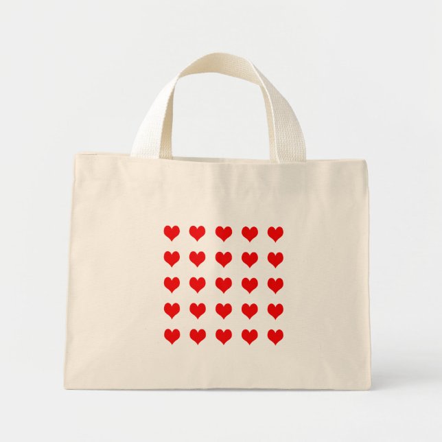Mini Tote Bag Conception simple de cœur rouge (Devant)