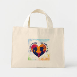 Mini Tote Bag Couple Silhouette Heart "Your Heart Is My Heart"