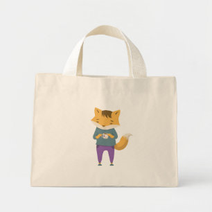 Mini Tote Bag Cute renard avec tasse de thé