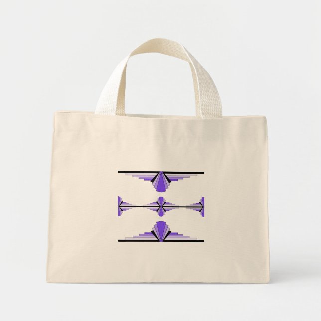 Mini Tote Bag Éléments Art déco dans le violet pastel (Devant)