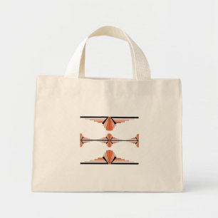 Mini Tote Bag Éléments Art déco en orange pastel