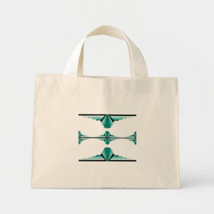 Mini Tote Bag Éléments Art déco en turquoise