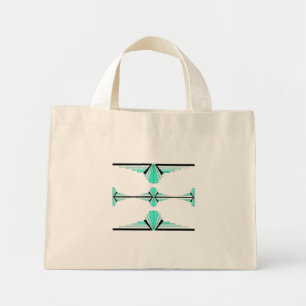 Mini Tote Bag Éléments Art déco en turquoise pastel