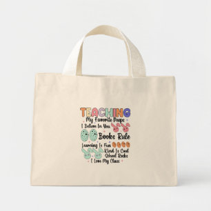 Mini Tote Bag Enseigner Mes Peeps Préférés - Enseignant Lapin Pâ