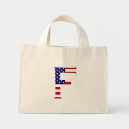 Mini Tote Bag F Monogramme superposé sur le drapeau américain tc
