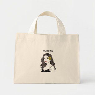 Mini Tote Bag Fille de mode esthétique Tournesol Ligne Art Toile
