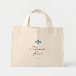 Mini Tote Bag Fleur de Lis Fleur Fleur Bleue Fleur Nom