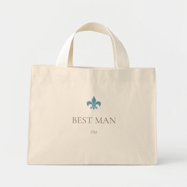 Mini Tote Bag Fleur de Lis Meilleur Homme Monogramme initial (Devant)