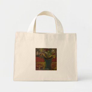 Mini Tote Bag fleurs dans un vase bleu