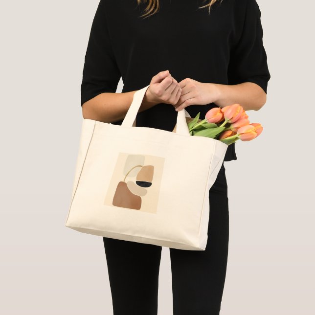 Mini Tote Bag Formes Abstraites neutres | Art Moderne Minimal (Devant (produit))
