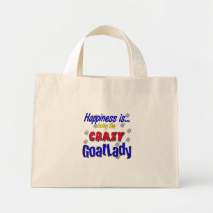 Mini Tote Bag Happy Crazy Goatlady
