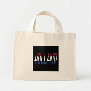 Mini Tote Bag Hollande superposée sur Pays-Bas Flag sur bk ttcn