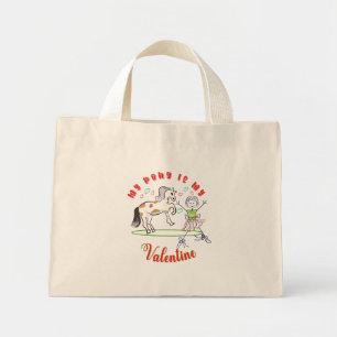 Mini Tote Bag Hooves de coeur : Mon poney est ma Saint Valentin