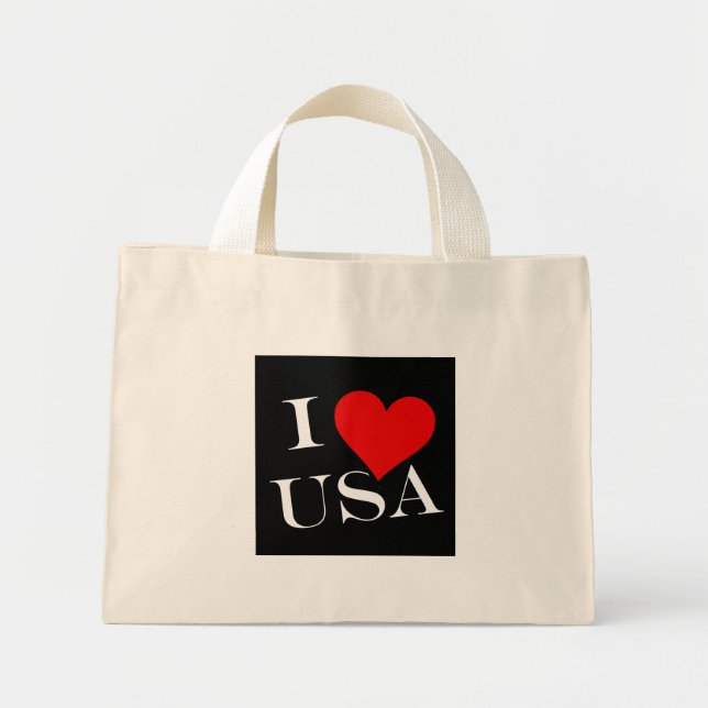 Mini Tote Bag I Heart USA en poids tcnt (Devant)