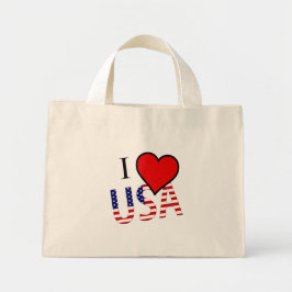 Mini Tote Bag I Heart USA overlay tcnt