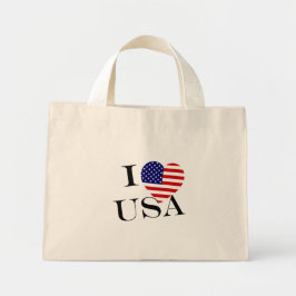 Mini Tote Bag I Heartflag USA bk tcnt