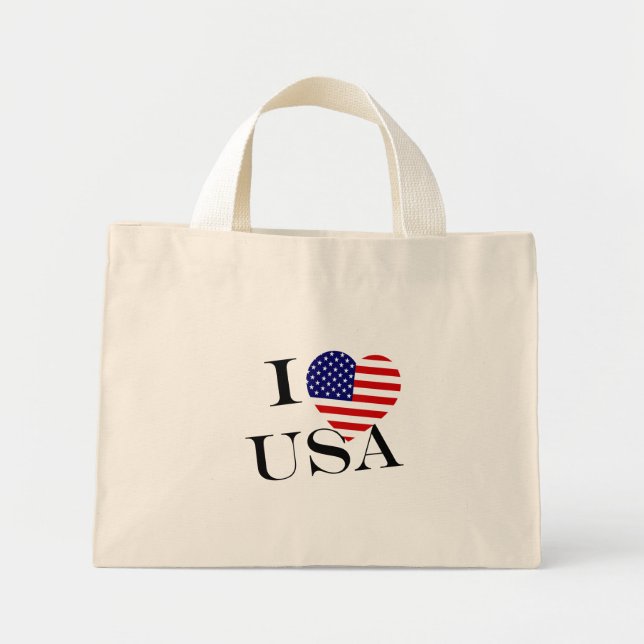 Mini Tote Bag I Heartflag USA bk tcnt (Devant)