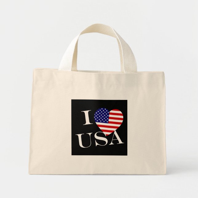 Mini Tote Bag I Heartflag USA en poids tcnt (Devant)