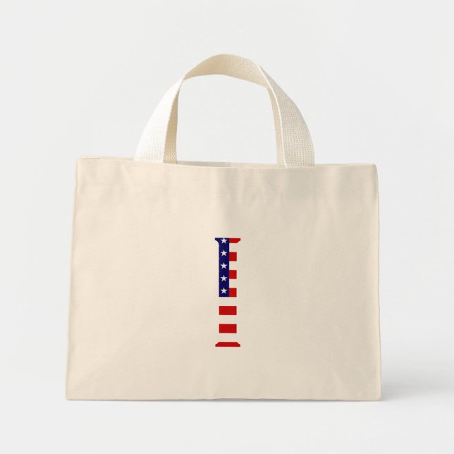 Mini Tote Bag I Monogramme superposé sur le drapeau américain tc (Devant)