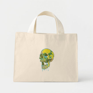 Mini Tote Bag Illustration de crâne qui dégouline de néon – Art