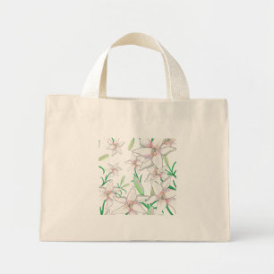 Mini Tote Bag Illustration de lys blancs