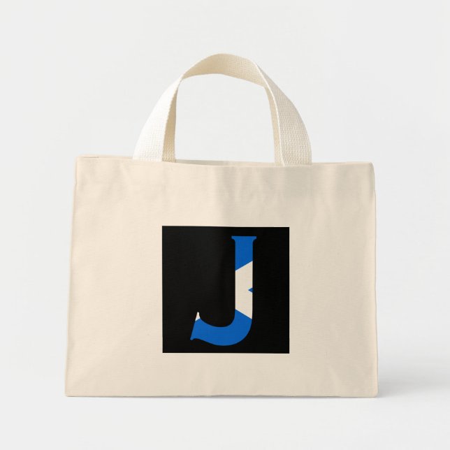 Mini Tote Bag J Monogram superposé sur Scottish Flag ttcn (Devant)