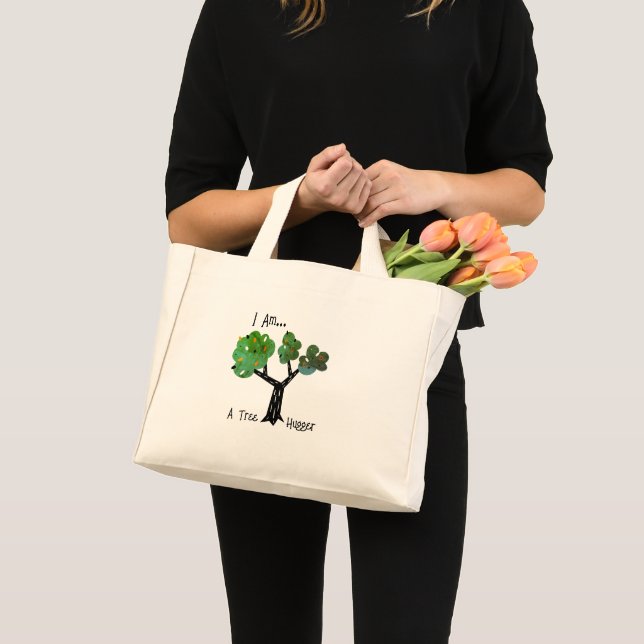 Mini Tote Bag Je Suis Tree Hugger Citation Cool Vert (Devant (produit))
