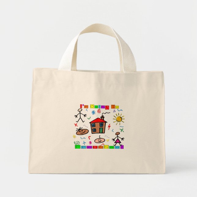 Mini Tote Bag Je vais à l'école maternelle (Devant)