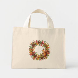 Mini Tote Bag Joyeux écureuil en feuille d'automne