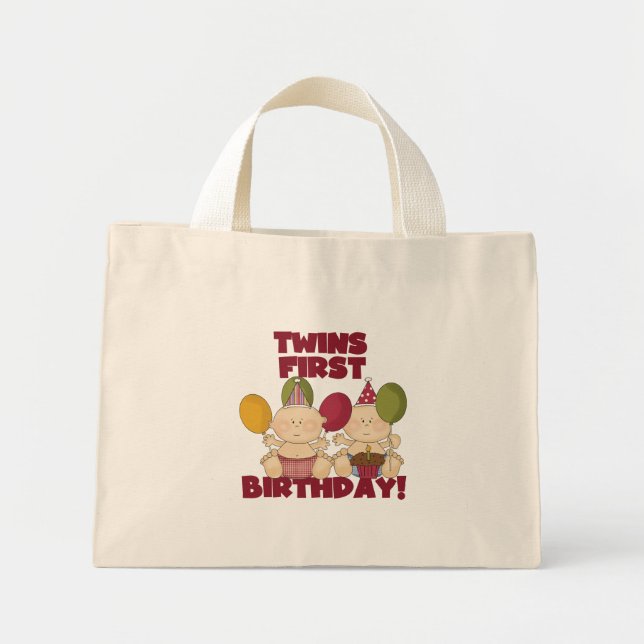 Mini Tote Bag Jumeaux 1er anniversaire - T-shirts et cadeaux pou (Devant)
