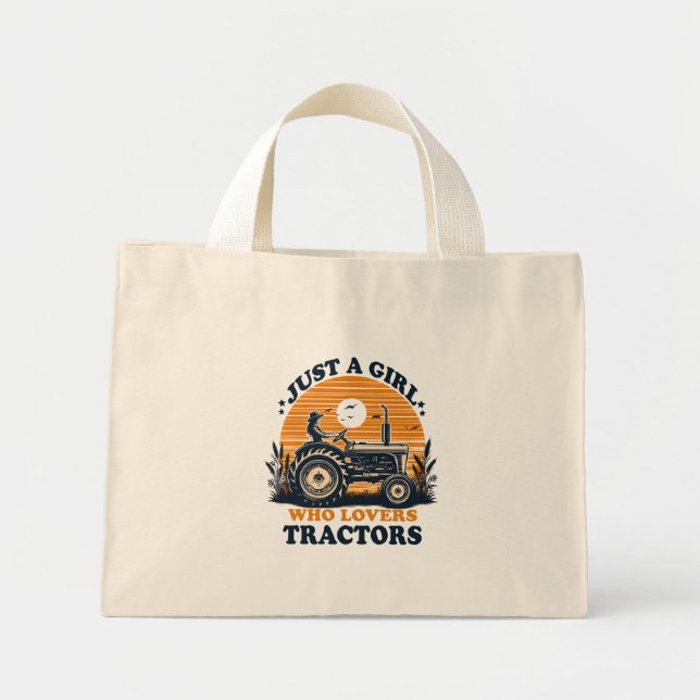 Mini Tote Bag Juste fille qui aime Tracteurs Tractor Lover Vinta (Devant)