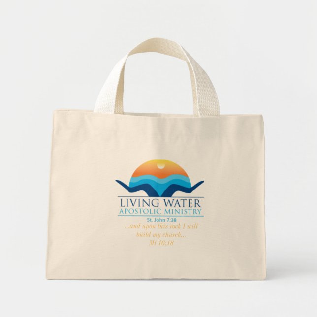 Mini Tote Bag livreur, ...et sur ce rocher je construirai mon c. (Devant)