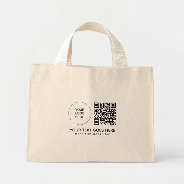 Mini Tote Bag Logo de l'entreprise Code QR Code Barcode Promotio (Devant)