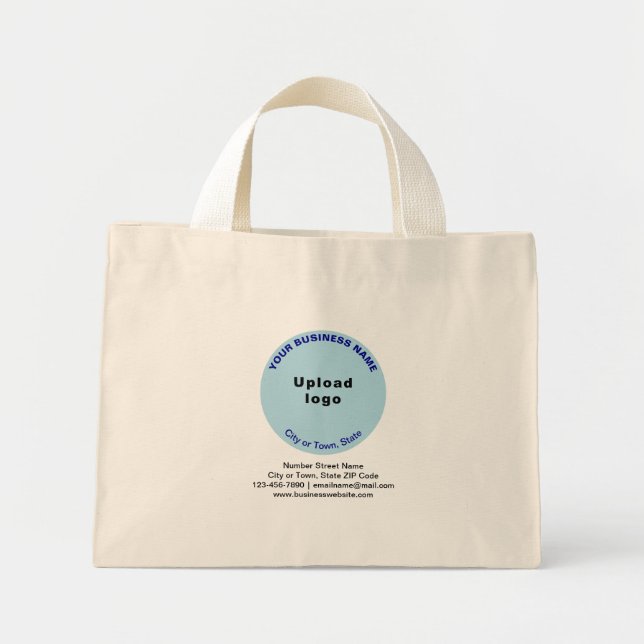 Mini Tote Bag Marque commerciale en forme ronde bleu clair (Devant)