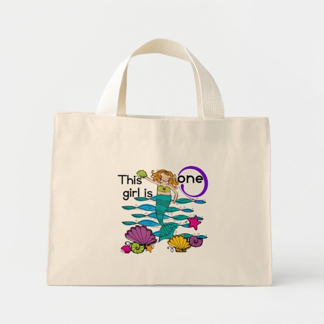 Mini Tote Bag Mermaid 1er Anniversaire Tshirts et cadeaux (Devant)