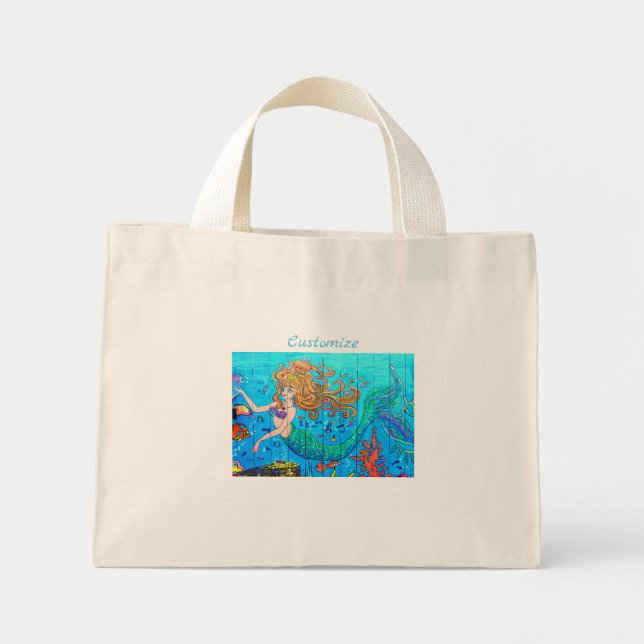 Mini Tote Bag Mermaid sous l'eau (Devant)
