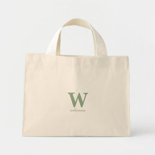 Mini Tote Bag Monogramme de script personnalisé initial et nom v
