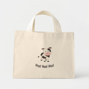 Mini Tote Bag Moo Moo Moo Cute Cartoon Vache