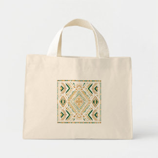 Mini Tote Bag Motif géométrique africain or émeraude