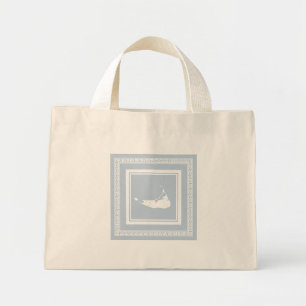 Mini Tote Bag Nantucket Greek Key Tote Blue and White