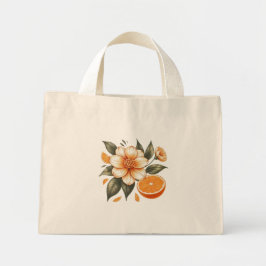 Mini Tote Bag Orange doré Fleur orange