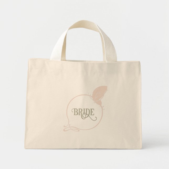 Mini Tote Bag Papillon rose pâle Art Nouveau (Devant)