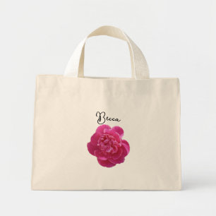 Mini Tote Bag Pivoine Rose Vibrante Personnalisée