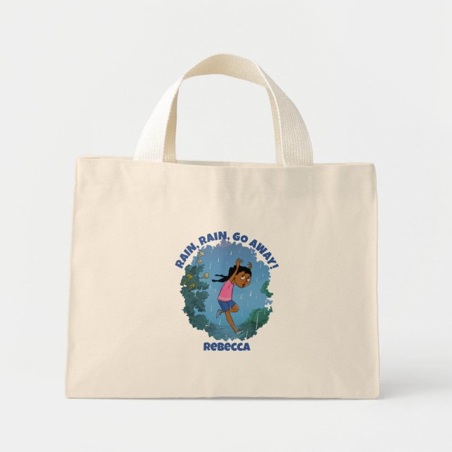 Mini Tote Bag PLUIE PLUIE S'ÉLOIGNER Filles Noires Afro (Devant)