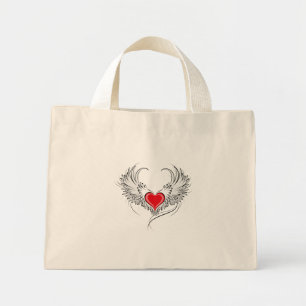 Mini Tote Bag Red Angel Coeur avec ailes