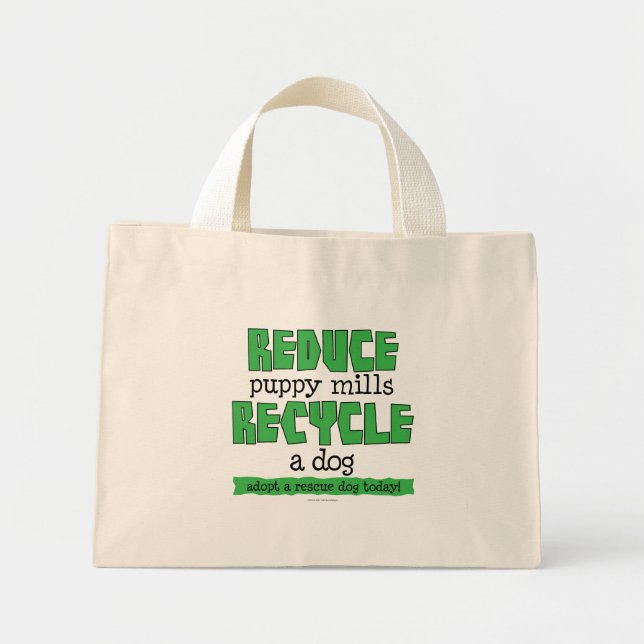 Mini Tote Bag Réduire les Usines de chiots, recycler un chien (Devant)