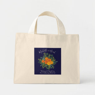 Mini Tote Bag Rose bleu et orange Floral Mariage moderne