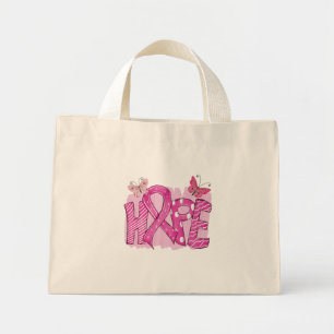 Mini Tote Bag Rosé Ribbon Guerrier Survivant Fighter Cancer du s