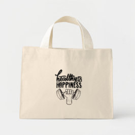 Mini Tote Bag santé est bonheur gym motivation design
