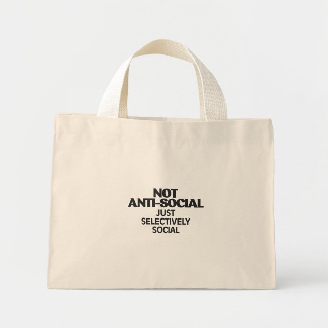 Mini Tote Bag Selectively Social Statement Typography Design (Devant)